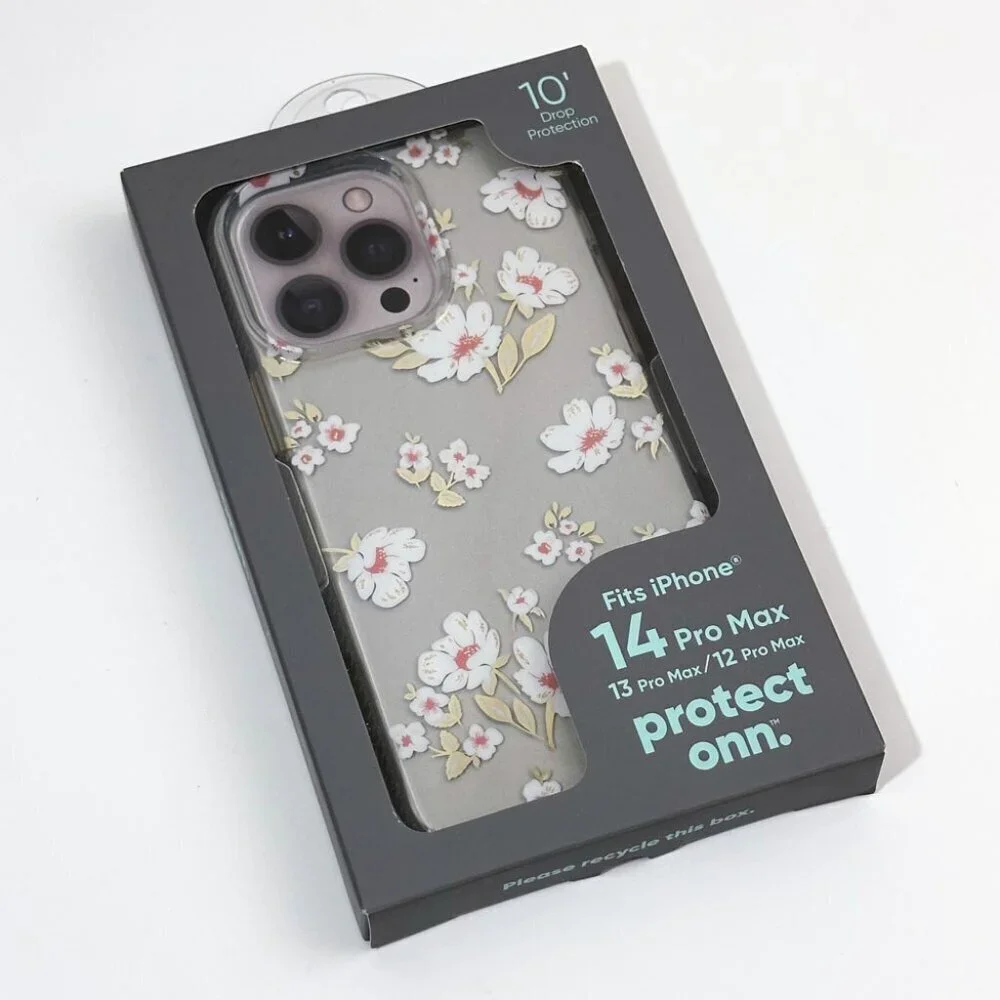 iPhone 14/13/12 Pro Max Phone Cover, Onn, White Flowers, NIB